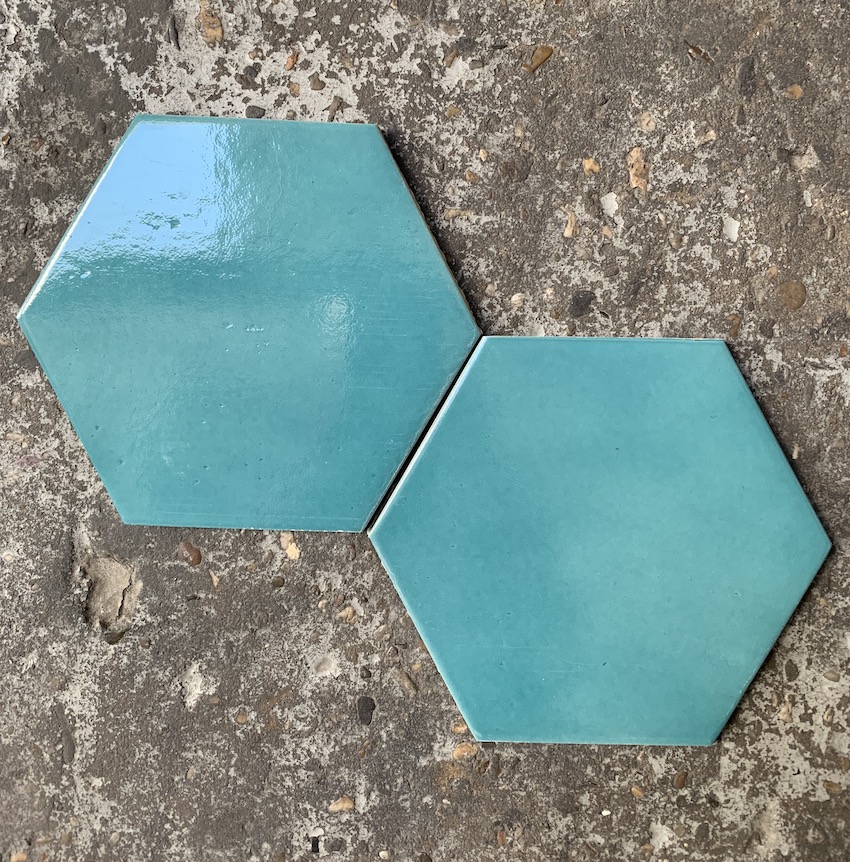 Hexagon turquoise wandtegel 18 x 20,5 cm per online bestellen TEGELinfo