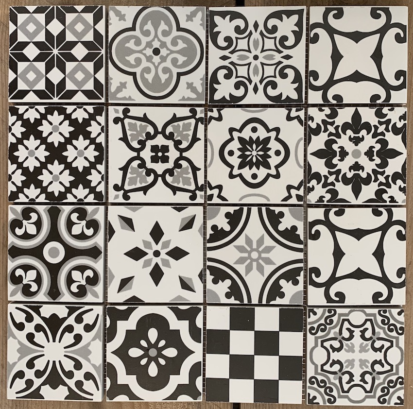veel plezier Zeg opzij muziek Portugees mini decor mat zwart wit op matje 29 x 29 cm per 0,67 m2 online  bestellen - TEGELinfo