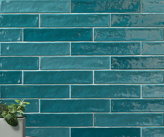 Small half tile turquoise mix 5 x 25 cm glanzend 1,2 m2 online bestellen -