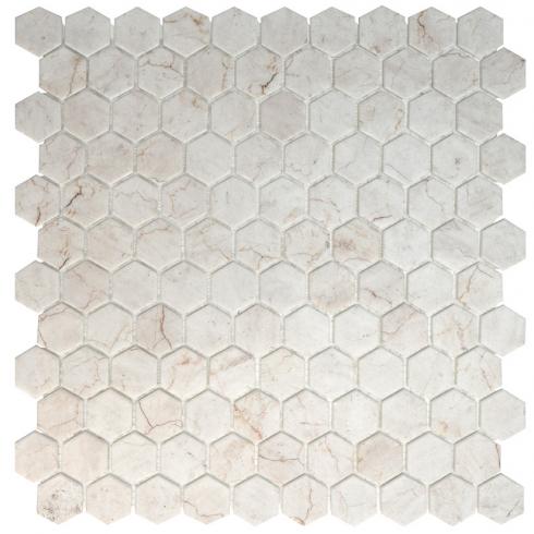     hexagon matte ivory honed mozaïek 2,7 x 3 cm op matje per 0,53 m2
