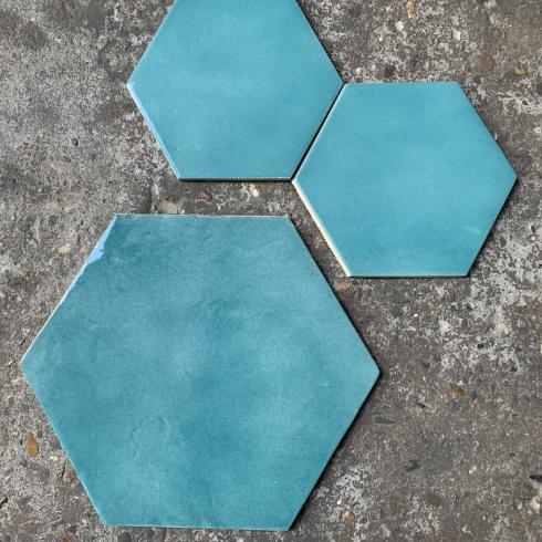     Hexagon glanzend turquoise wandtegel 18 x 20,5 cm per m2
