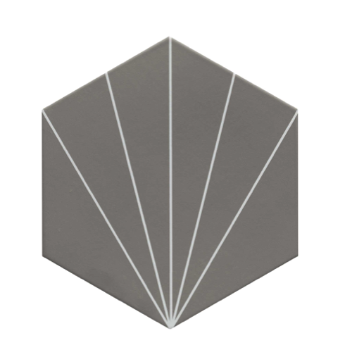 
    6 hoek tegel inlichtgrijs met wit lijnenspel keramische hexagon

