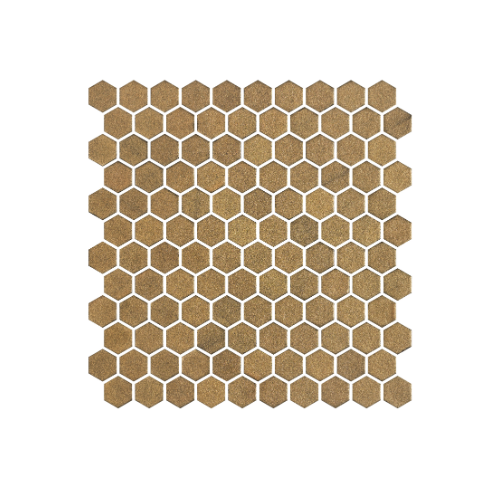     hexagon metallic goudkleurig mat satijnglans mozaiek 2,7 x 3 cm per 0,53 m2
