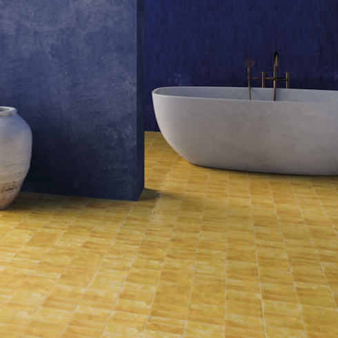     Bejmat-look visgraat geel glanzende wand-en vloertegel 5 x 15 cm per 0,47 m2
