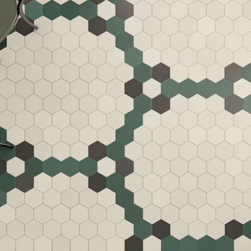     Hexagon mat groen mix 14 x 16 cm vloertegel & wandtegel per 0,43 m2
