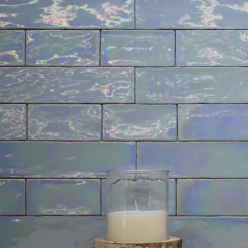     Half tile metallic light blue 7,5 x 30 cm visgraat per m2
