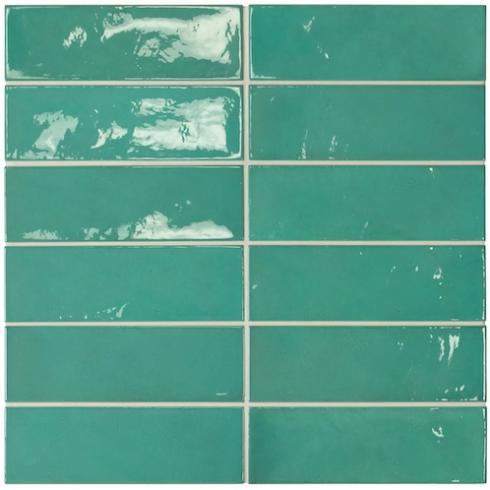     Aldeia teal turquoise groen 6,5 x 20 cm wandtegel per 0,5 m2
