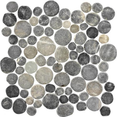     Coins Antracitegrijs doorgeslepen kiezelmozaiek op matje per m2
