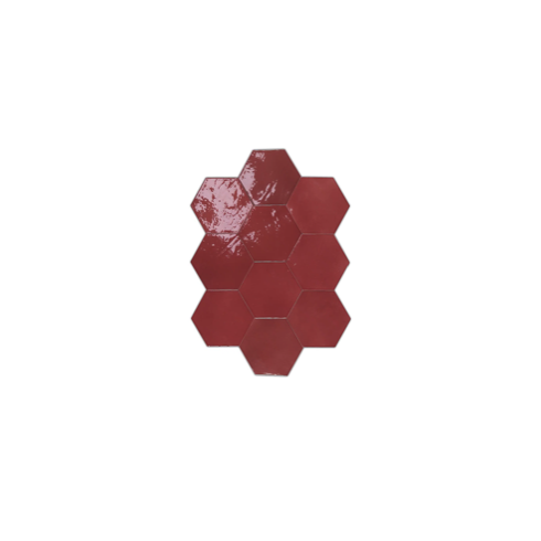     Cairo Hexagon wijnrood glanzende mix wandtegeltje 10,7 x 12,4 cm per 0,38 m2
