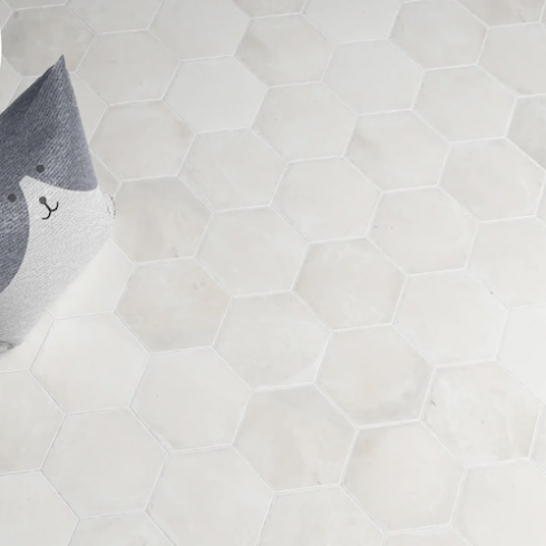     Hexagon Terracotta look off white mat 14 x 16 cm per 0,44 m2
