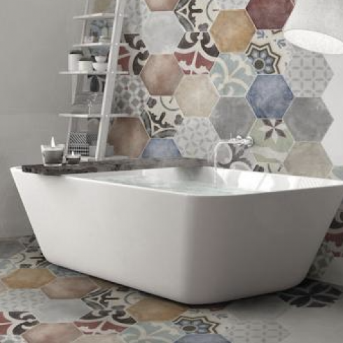     Hexagon White mat Mexican keramisch wand- en vloertegel 23 x 27 cm per 0,75 m2
