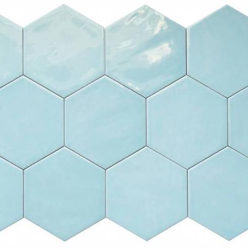     Hexagon Suez glanzende blauwe tegel 14 x 16 cm vloer- en wandtegel per 0,44m2
