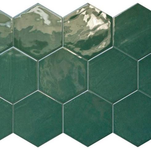     Hexagon Suez glanzende groene tegel 14 x 16 cm vloer- en wandtegel per 0,44m2
