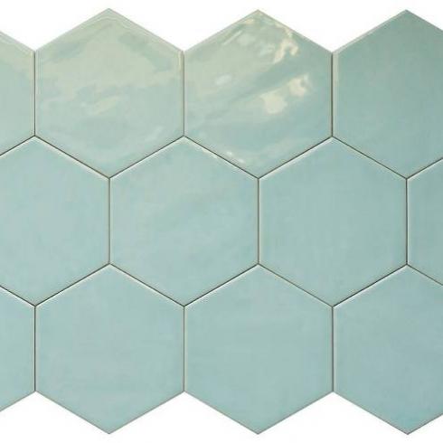     Hexagon Suez glanzende mintgroene tegel 14 x 16 cm vloer- en wandtegel per 0,44m2
