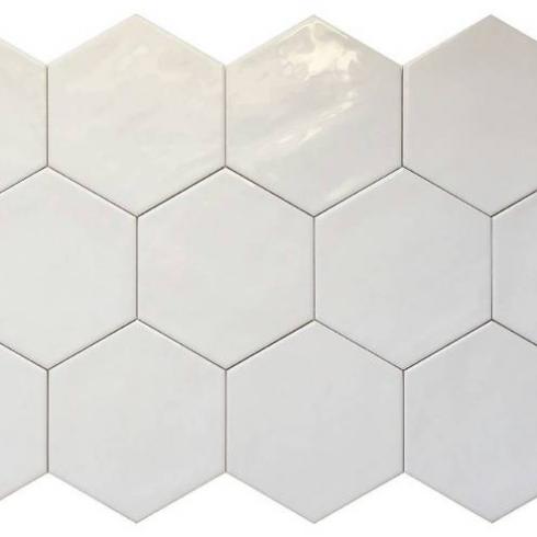     Hexagon Suez glanzende witte tegel 14 x 16 cm vloer- en wandtegel per 0,44m2
