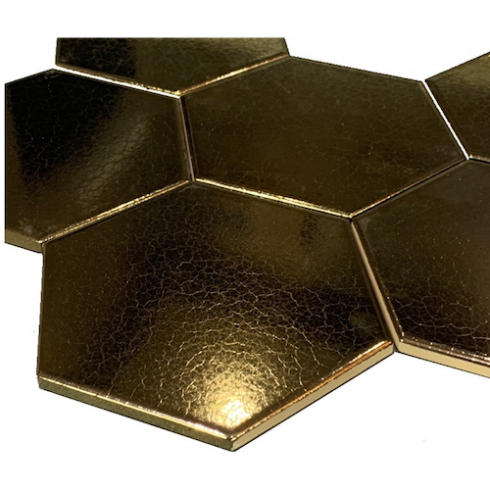     Hexagon metallic gold glanzend wandtegel 15 x 17 cm per 0,5 m2
