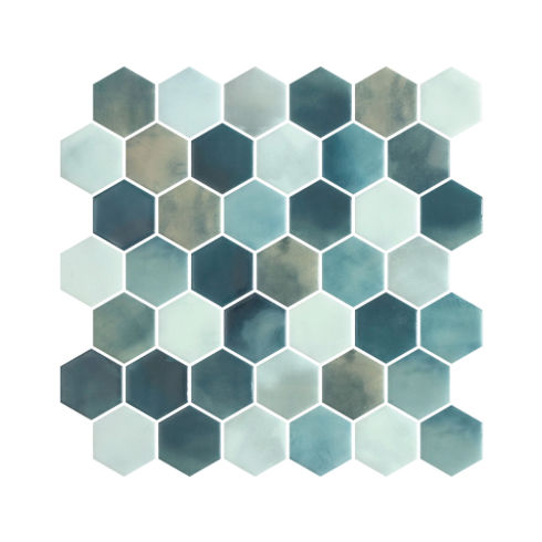     Hexagon XL glasmozaiek Elly mat 5 x 5 cm op matje per 0,49 m2
