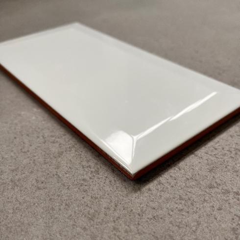     Metrotegel blanco wit glanzend 10 x 20 cm per m2 rode scherf
