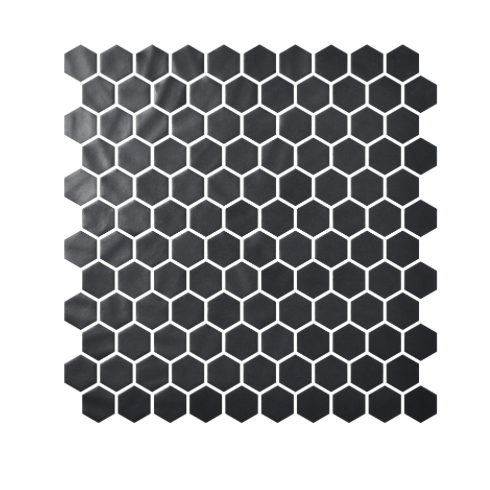     hexagon zwart antraciet mat wand- & vloermozaïek 2,7 x 3 cm op matje per 0,53 m2
