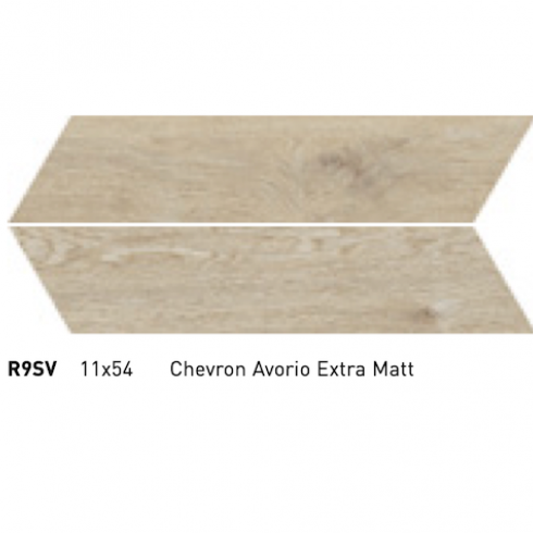     Chevron hongaarse punt houtlook Avorio vloertegel 11 x 54 cm Links & Rechts per 0,934 m2
