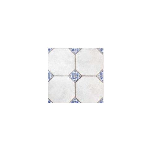     Octagon wit met blauw decor 4 op 1 tegel 33 x 33 cm per m2
