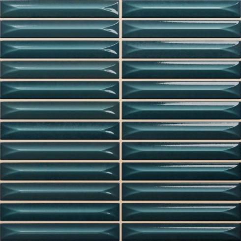     Small stripes Arcade mix petrol blue glanzend stripes wandtegel 20 x 20 cm  per m2
