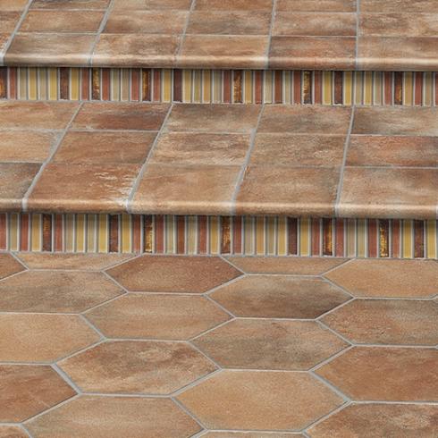     Hexagon XXL terracotta look rood mat antislip wand- en vloertegel 36 x 41,5 cm per m2
