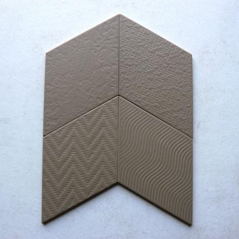     Ruitvormig reliëf decor mat taupe wand- & vloertegel 14 x 24 cm per m2
