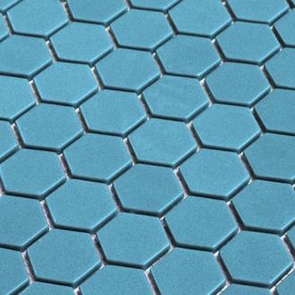 hexagon turquoise mozaïek 2,7 x 3 cm op matje per m2