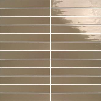 Small tile Neonova wandtegel 5x30cm glanzend in licht choclade per 0,51m2